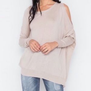 46. Open Shoulder Distressed Asymmetrical Top